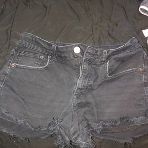Hirise black American eagle jean shorts
